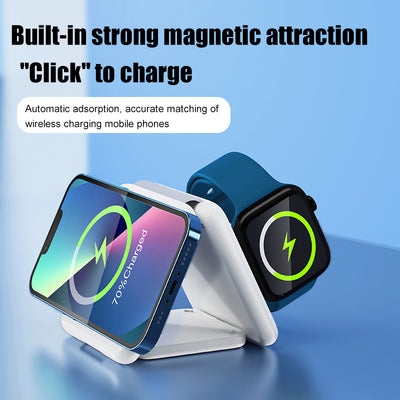 Folding Magnetic Suction Wireless Charger 3-in-1 - Tech Bee
