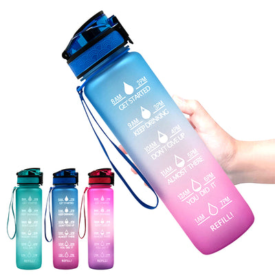 1000ml Sports Water Bottle Gradient Plastic Water Cup - Tech Bee